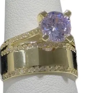 Lilac Cubic Stone Graduation/ Personalized 10 karat gold ring/ With RELIEVE (3D GOLD LETTERS INCLUDED WITH PURCHASE)
