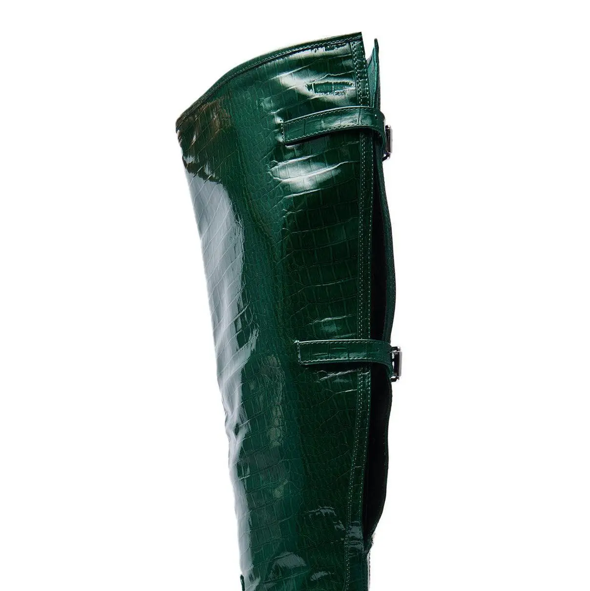 AZALEA WANG GESINE GREEN CROC PATENT LUXE BOOT - TikTok Shop