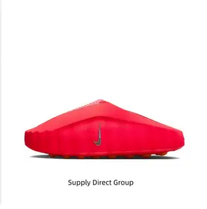 Vibrant Red Thick-Soled Mule Slides, Orange Cushioning Massage Outsole, Perforated Upper, Pre-Game Recovery Tech Slides