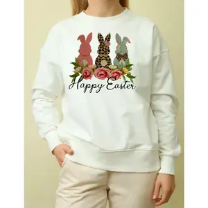 Happy Easter with 3 Bunnies DTF Transfer