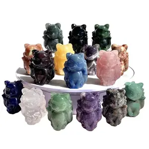 Crystal Nine tailed Fox Statue Gemstone Figurine Crafts Fashion Trend Home Ornament