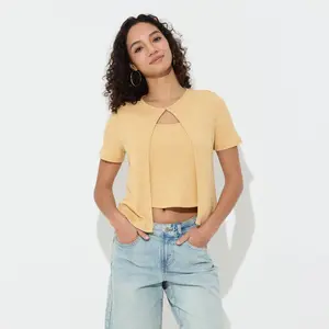 Women's Metallic Knit Cardigan Sweater - Wild Fable Yellow M