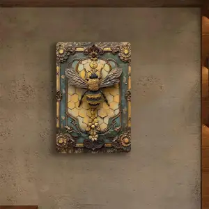Vintage Bee Design Metal Sign, 8x12in Retro Metal Art Wall Decor, Wall Hanging Decor for Home Living Room Bedroom Office, Ornaments