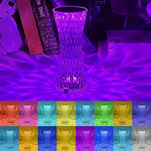 Small Waist Crystal Diamond Table Lamp, 16 Color Changing Night Lights, Touch Contronl USB Rechargeable Bedside Lamp with Remote for Kids Bedroom,College Dorm,Party Dinner Christmas Decor 