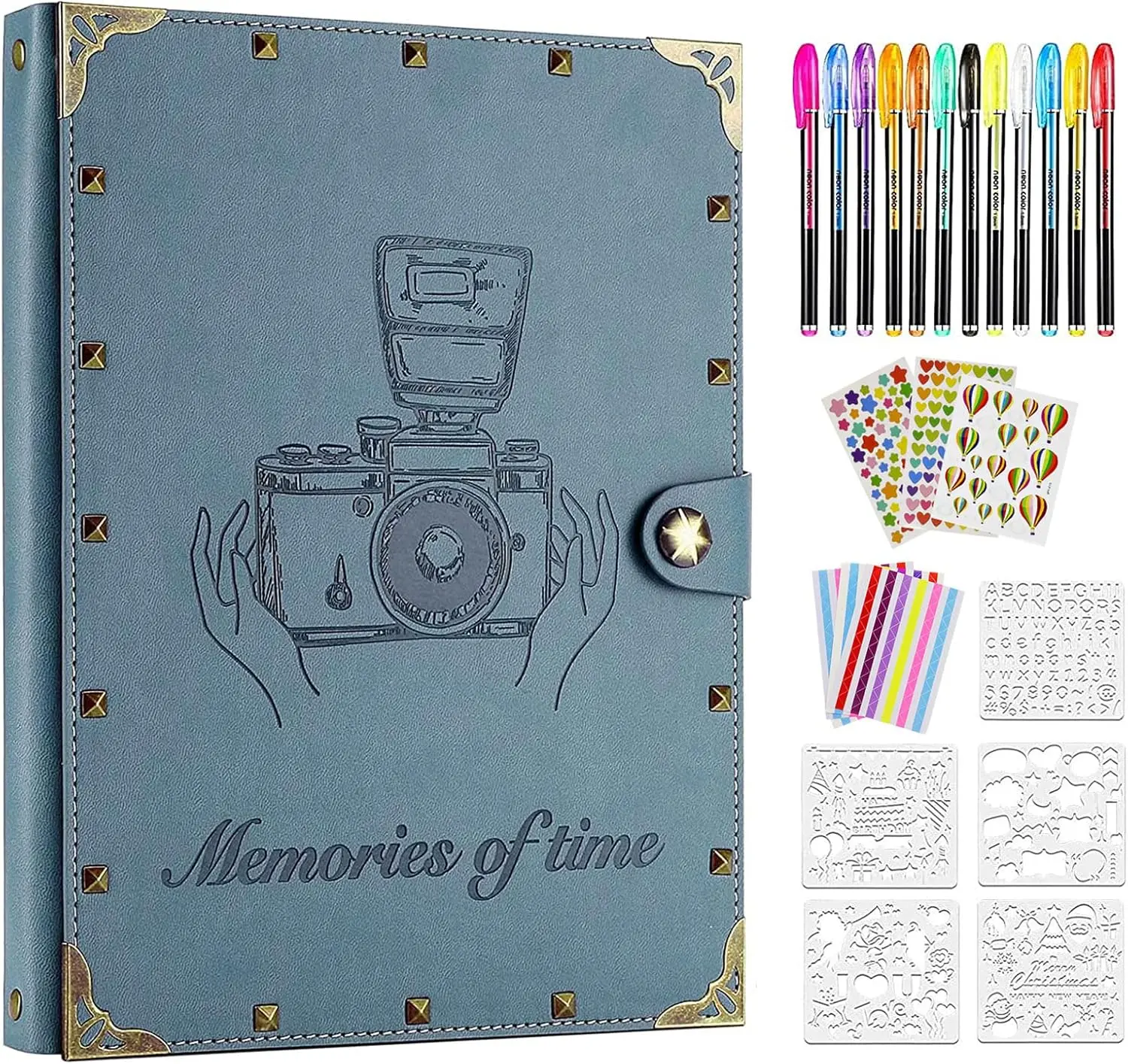 Leather Classic Album, 8.5x11 in, 60-Page Love Memory Photo Album & DIY Scrapbooking Supplies Kit, Travel Journal Gift for Couples (Anniversary, Wedding)