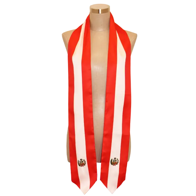 Peru Flag Graduation Stole, Sash, Satin and Polyester stole