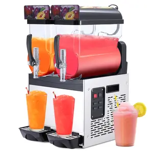 Commercial Margarita Machine, 15L*2 Tanks Frozen Slushie Machine, 700W 110v Stainless Steel Cocktail Maker Machine With Self-Cleaning Mode, Frozen Drink Maker Smoothie Machine for Home Bar Restaurant