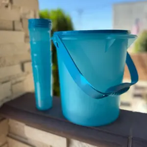 Heritage Blue Bucket Lid & Handle with Tumblers Lids (4) Blue Bundle Set Basin Container Home Supplies Household Items