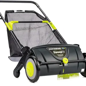 Earthwise 21-inch Hand Push Lawn Sweeper with Thickened Steel Body and Large Capacity Mesh Collection Hopper Bag