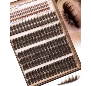 Brown Manga Lash Clusters With Spikes Wispy Cluster Eyelashes Extensions Fluffy Volume Anime Eyelash Clusters with Bottom Cluster Lashes Fairy Individual Lash Extension (D Curve 12-18mm 213 pieces)