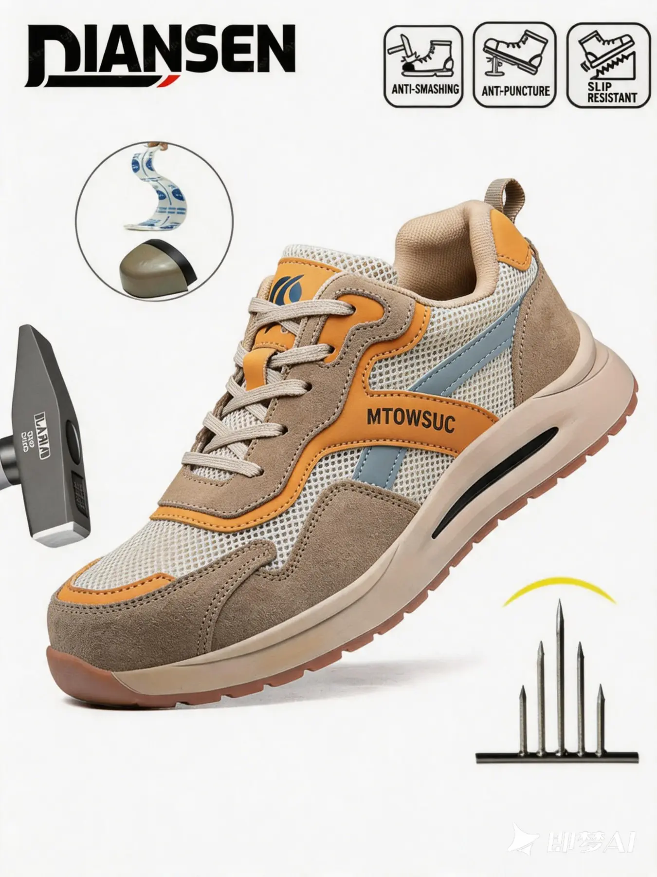 Steel Toe Shoes for Men Work Shoes Walking Shoes Safety Sneakers Work Protective Shoes Comfortable Lightweight Puncture Proof Slip on Indestructible Construction Work Shoes