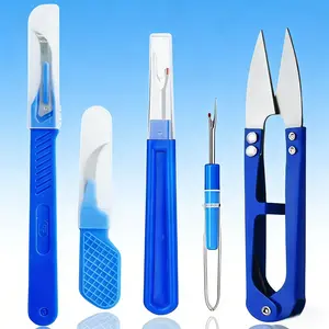 5 Piece Blue Sewing Tear Kit, Includes Thread Opener, Seam Ripper, and Scissors for Removing Seams, Essential Sewing Tools Set