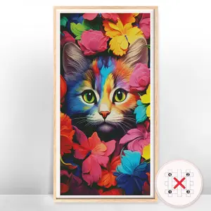 Cat Pattern Cross Stitch Kit, 1 Set Cross Stitch Printed Canvas, DIY Cross Stitch Kit for Home Decor, Wall Art Decoration