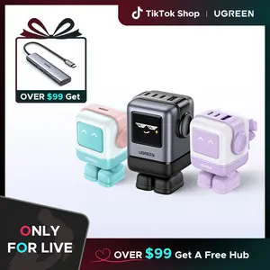 【LIVE ONLY】UGREEN Uno 100W/65W/30W/USB C Charger 3/4-Port Robot GaN Fast Charger PPS PD3.0 for iPhone 17 16 15 14 Pro Max, Galaxy S24/S23 Ultra, Fast Charge for Laptop Macbook Air-Black Friday Electronic Charging,TikTokShopHolidayHaul