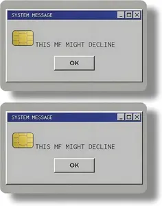 Funny Credit Card Skin Sticker, System Error Message Design, Waterproof Vinyl Card Cover, Protective Decal for Debit & Credit Cards, 2-Pack