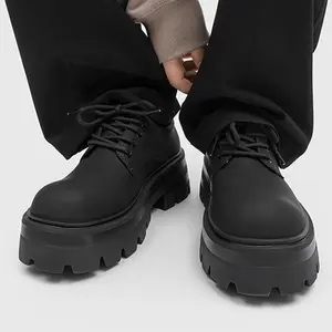 Men's Chunky Heel Elevator Derby Shoes, Premium Leather Big-Toe British Style, Casual Dress Shoes for Couples with Sophisticated Look