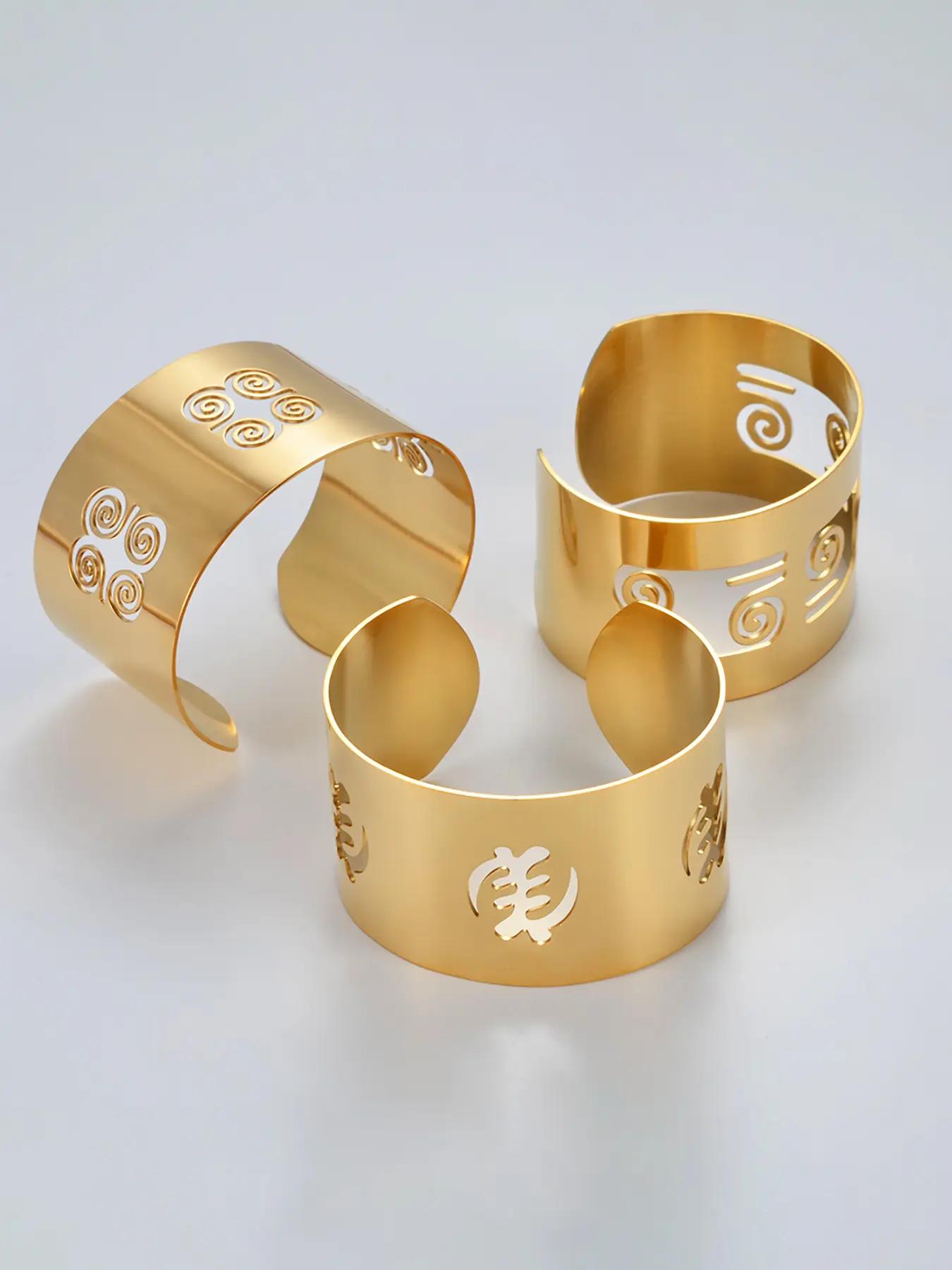 1PC African Symbols Cuff Bangles Bracelets Traditional Ancient Egypt Gye Nyame Egypt Akofena Ethnic Jewelry Bridal Accessories Stainless Steel Wrist Bracelet Metal Bracelet