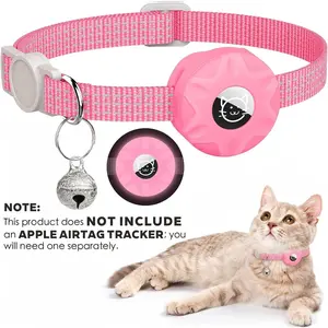 for Apple AirTag Cat Collar,Air Tag Pet Collar with airtag Holder and Bell Reflective GPS Kitten Collar for Girl Boy Cats gatos