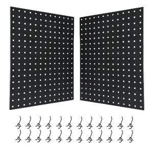 Metal Hole Board Display Storage Rack, 2-Piece Retail Showcase Stand with 24 Hooks, Adjustable Wall-Mounted Merchandise Display Board