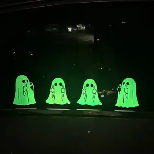 Hugexpen Halloween Ghosts Are Here Car Decals Party Decals Green Glow-in-the-Dark Design for Halloween Decorations 3x10 Inches Easy Application Versatile Indoor Outdoor Use