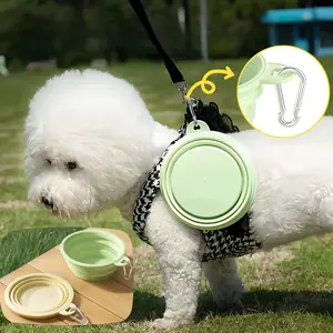 Pet Bowl |   Macaron Silicone Collapsible Dog Bowl with Carabiner |   Portable, Leak-Proof, Easy Clean |   Outdoor Travel Pet Feeding Water Dish |   Must-Have Pet Accessory |   For Walking Hiking Camping