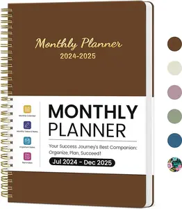 Monthly Planner 2024-2025, 18 Months Planner Calendar 2024-2025, July 2024 - December 2025, 7.4" x 9.6", 24-25 Monthly Calendar Planner, Ideal for School Office Home Planning-Brown