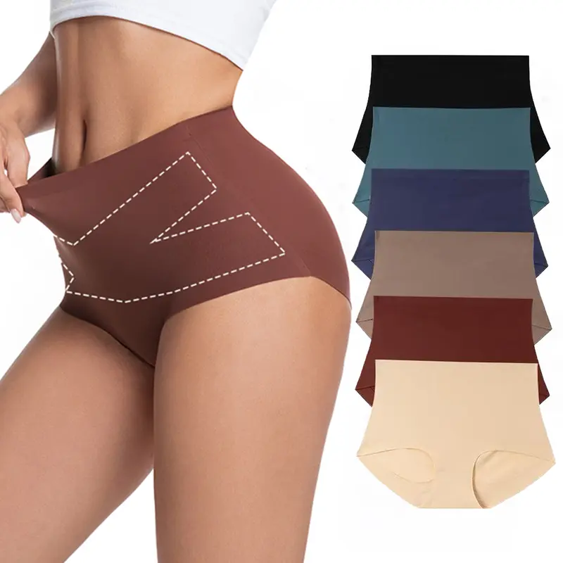 Women's Seamless  Tummy-Control Shapewear Panties, Invisible Hip-Lifting Slimming Briefs, Quick-Drying Breathable Soft Skin-Friendly High-ElasticBasic Underwear, Comfortable Fit, Pack of 4/6, S-XXL Plus-Size MinimalistPanties, Smoot