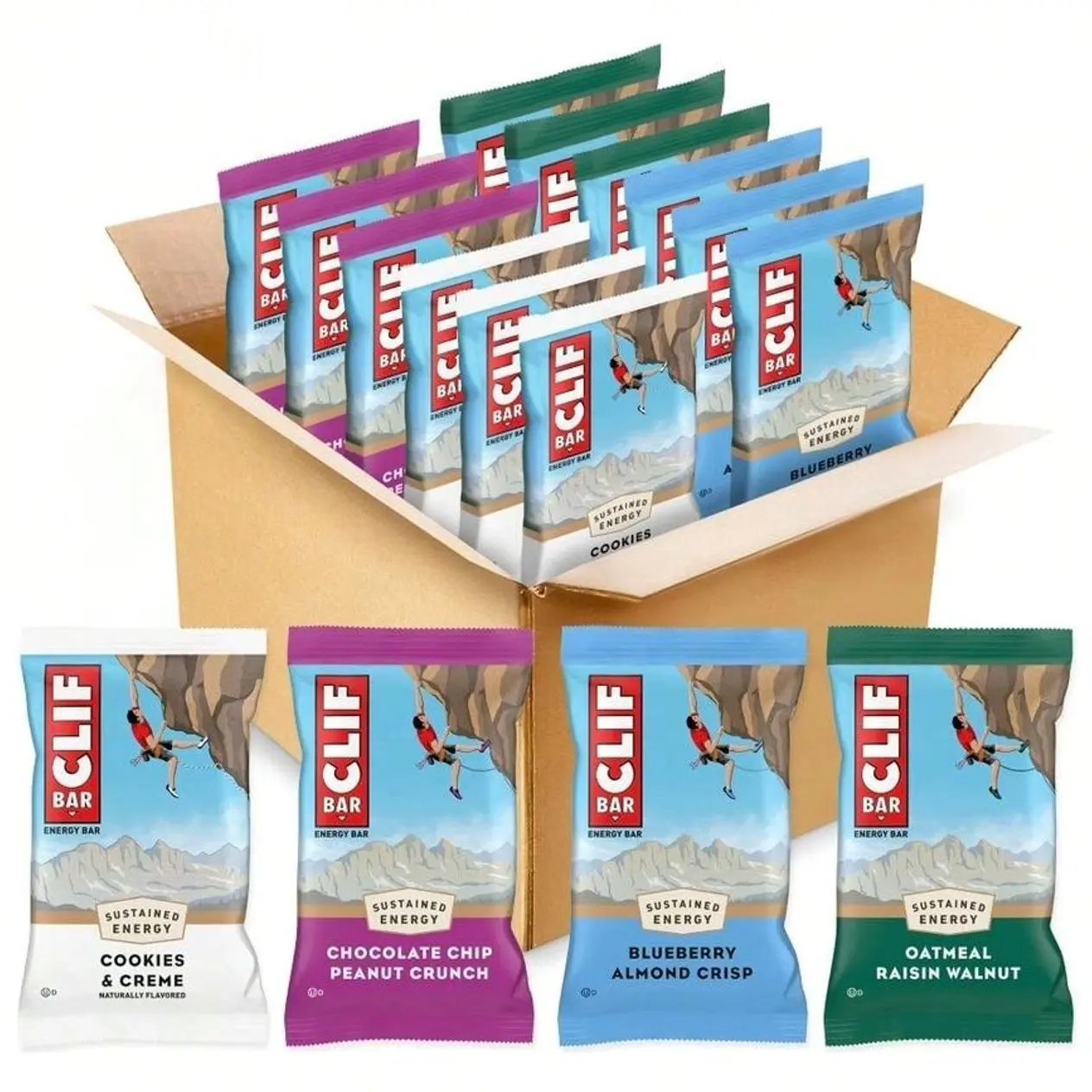 CLIF BAR - Energy Protein Bars - Variety Pack - 4 Flavors - Made With Organic Oats - Energy Bars - Non-GMO - (12 Pack)