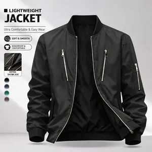 Men’s windproof zip up athletic jacket lightweight windproof fabric comfortable to wear multiple zipper design street-style functional look suitable for everyday outings outdoor casual and commuting