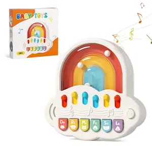 Rainbow Light Piano with Sound, Musical Light Up, Busy Board, Educational Sensory, Learning Game, Rainbow Bouncing,Fine Motor Skills Development,  Educational Toy (No Battery Included)