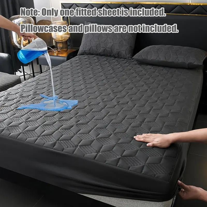 Waterproof Quilted Bed Skirt, Luxurious Geometric Stitching, Ultra Soft Breathable Noiseless Matress Pad, Multiple Colors Available, Soft Mattress Protector