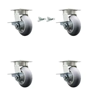 212 MAIN KP30 Series Heavy Duty Kingpinless Swivel Casters, 5 in. Thermoplastic Rubber Donut Tread Wheels with Ball Bearings, for Heavy Loads - Set of 4 (Service Caster SCC-KP30S520-TPRBD-SLB-BSL-2)