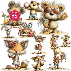 Cute Cartoon Animal Stickers 2D Flat Design 20pcs Cute Pet Patterns Journal Decorative Stickers 4-7cm Size Suitable
