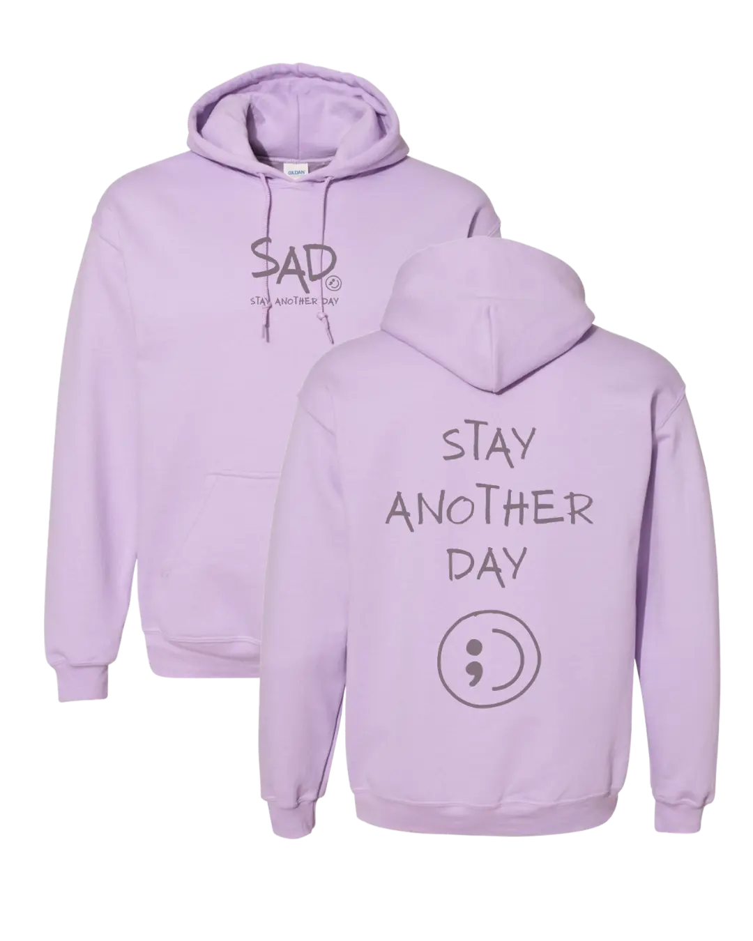 Stay Another Day Unisex Pullover Hoodie, Comfortable Heavyweight Cotton Polyester Fleece Top for Mental Health Awareness with Original SAD Logo, Tops, Matching
