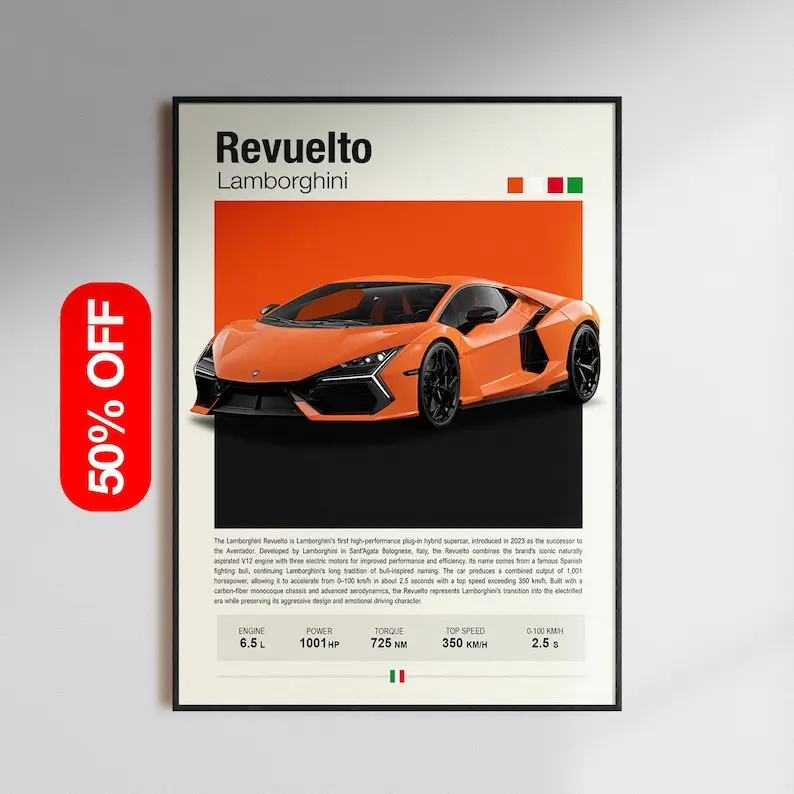 [Unframed Poster] Lamborghini Supercar Wall Decor Modern Exotic Car Art Prints Minimalist Automotive Posters for Office or Garage GIFT
