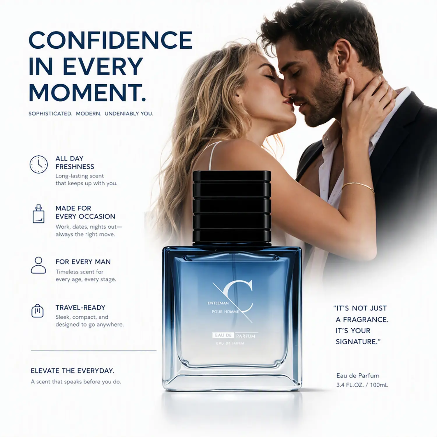 Men's Pheromone Perfume | With Pheromone Formula, Long Lasting, Floral Fruity Woody Scent | Designed for Him - Make Her Addicted & Share a Wild, Wonderful Night | Perfect National Couple's Day & National Kissing Day Gift Set 50ml/1.7fl.oz