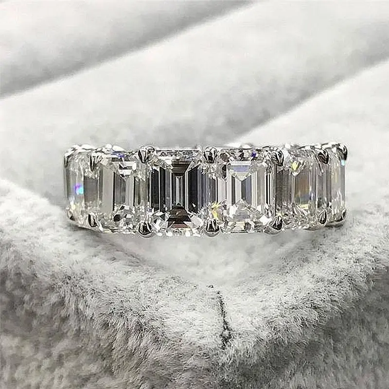 Maxine Eternity 5A Cubic Zirconia Wedding Ring Set - Bridal Set, Women's Artificial Gemstone Jewelry for Proposal, Anniversary