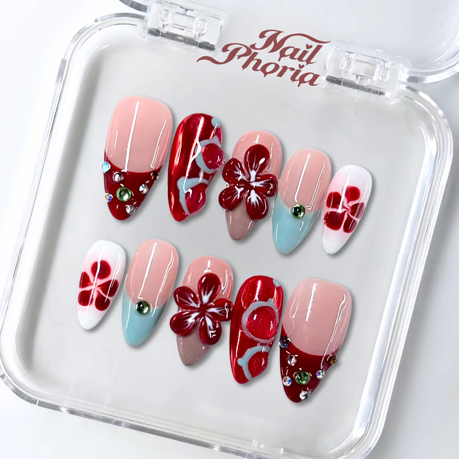 NailPhoria AUTUMN REVERIE - Handmade Press-On Nails | Reusable, Salon-Quality, Long-Lasting, Glossy Design