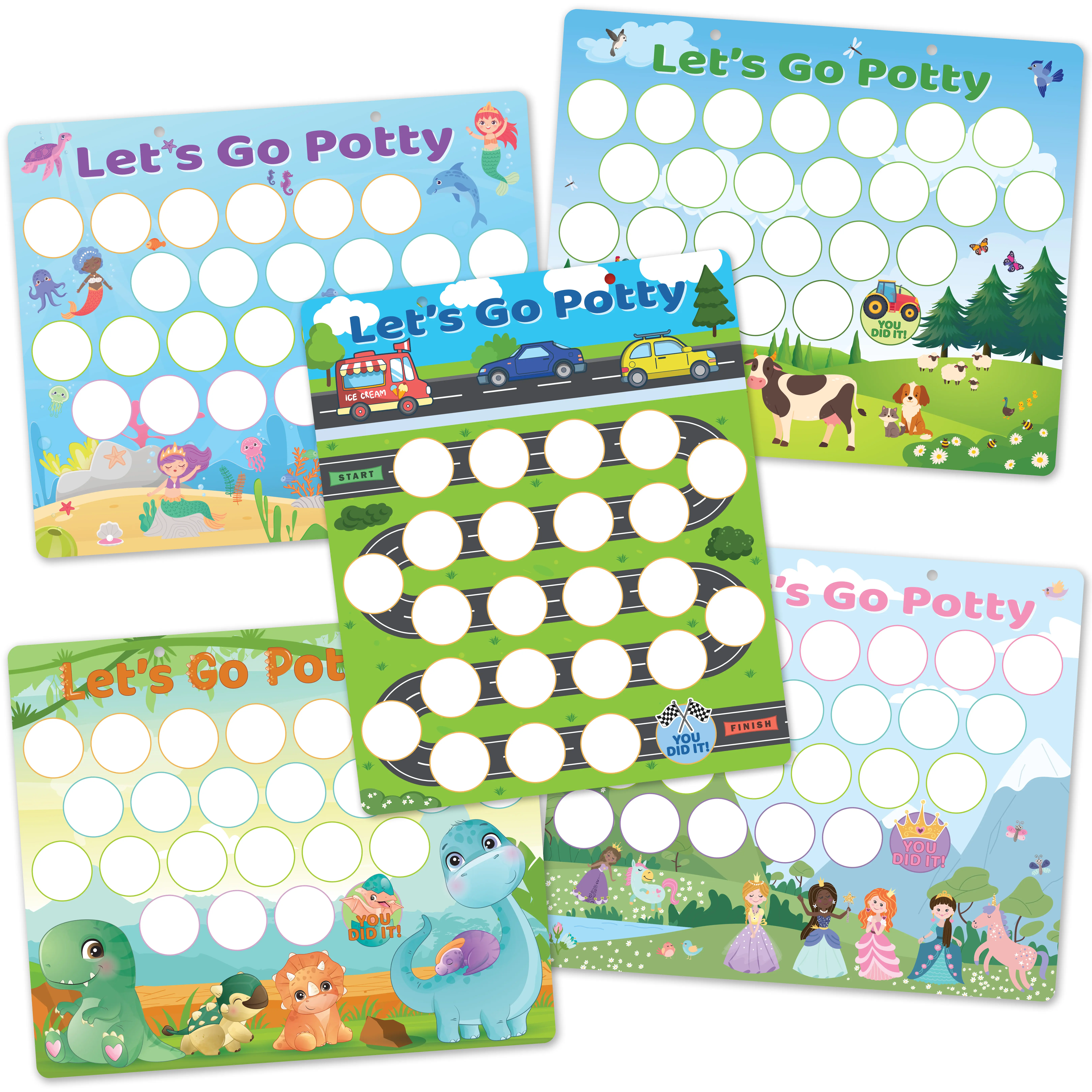 Bright Seed Unisex Reusable Magnetic Potty Training Chart - Cars/Farm/Dinos Themes, 12x10 in, 28-Chip Reward System, Vibrant Visual Progress Board for Boys, Hanging Rope, 4 Stickers, Kids' Toilet Training Guide
