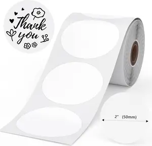 Phomemo 2" White Round Label Stickers Roll for 4X6 Thermal Label Printer for Small Business Supplies - Commercial Grade Thermal Labels for Custom Stickers Personalized & Business Logo - 140pcs / Roll