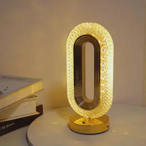 Modern Creative Romantic Crystal Ambient Night Light, Decorative Gentle Lamp, USB Rechargeable Touch Control LED Lamp, Perfect Gift for Halloween & Christmas, Decorative Lamps