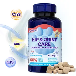Hip and Joint Supplement with Shark Chondroitin Sulfate for Cats and Dogs, 120 Soft Chewable Tablets, Healthy Chewable Tablets
