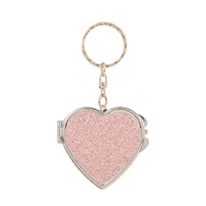 Heart-Shaped Mini Portable Multi-Function Keychain Mirror, Key Storage, On-The-Go Makeup, Pocket-Friendly, Unisex, Gift-Ready