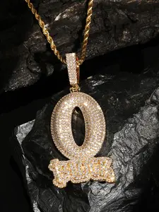 Men's Fashion Zircon Letter Pendant Necklace, Alphabet Pendant, Initial Necklace Jewelry, Hip-Hop Trendy Full Drill Oblo Block Design, Simple Daily Wear Jewelry