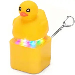 Rechargeable Duck Fidget Clicker Keychain - Quacking Sound & Colorful LED Light Sensory Toy for Adults & Kids, Portable Stress Reliever for Anxiety Relief, Backpack Charm & Desk Fidget Toy