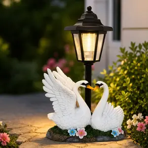 Solar Garden Goose Outdoor Statue with Warm Lantern - Exterior Decorative Statues, Garden Sculptures and Decor for Porch, Patio-Balcony Lawn - Gift for Moms