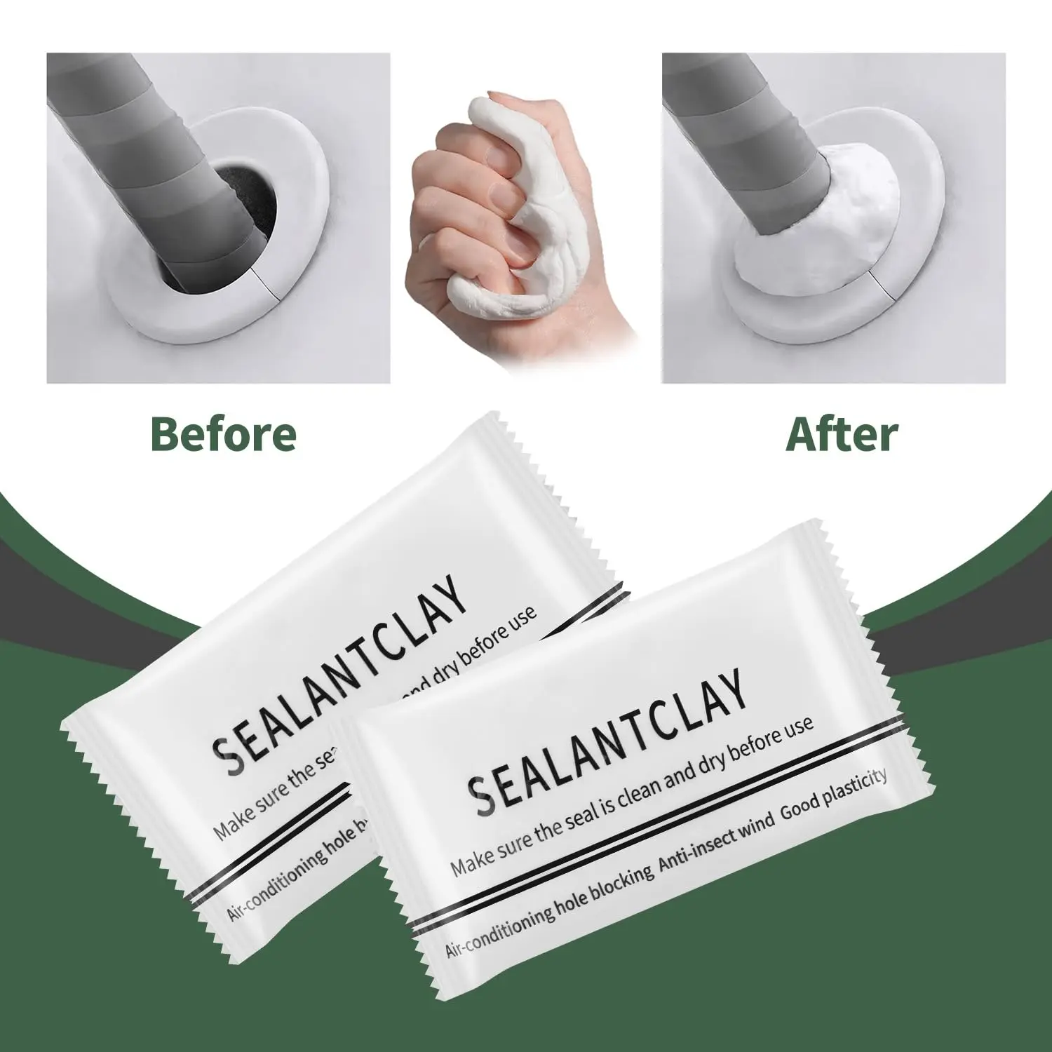 10PCS Moldable Waterproof Sealant Clay, Flexible Gap Filler for Wall Cracks, Pipe Gaps, Air Conditioner Holes and DIY Home Repair