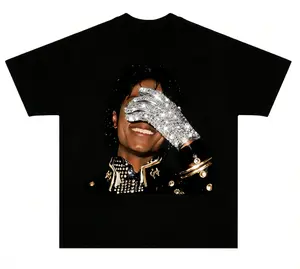 Cotton Women's Michael Jackson Iconic Glove Print T-Shirt Vintage Pop Music Casual Short Sleeve Tee