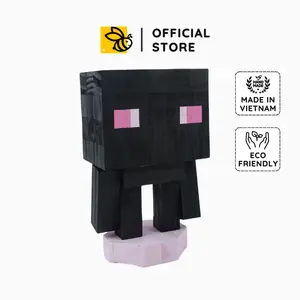 Minecraft Enderman Wood Model - Pixel Art Block Toy, DIY Minecraft Decor, Handmade Custom Gift for Him & Her