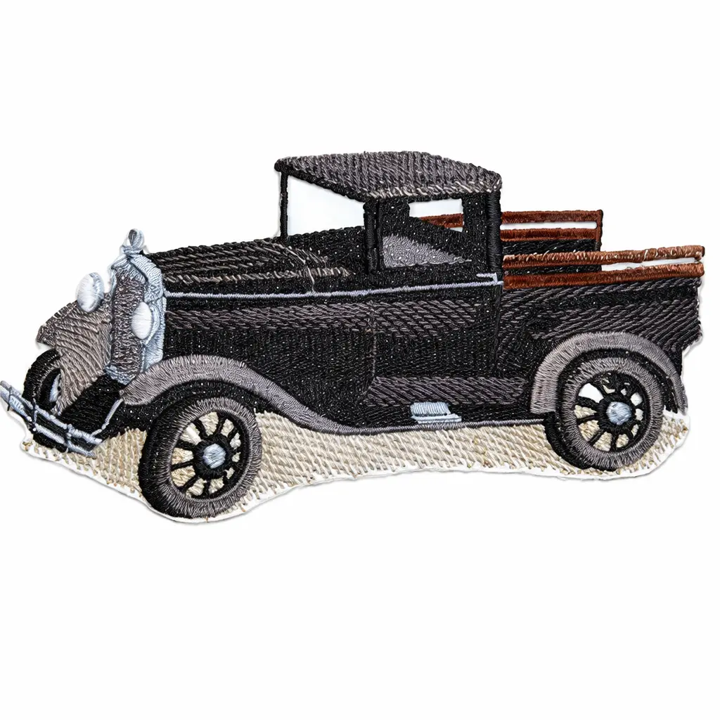 Ford Model A Stake Truck Embroidered Patch – Classic American Vintage Truck Iron-On or Sew-On Applique, 6.48" x 3.55", Made in USA
